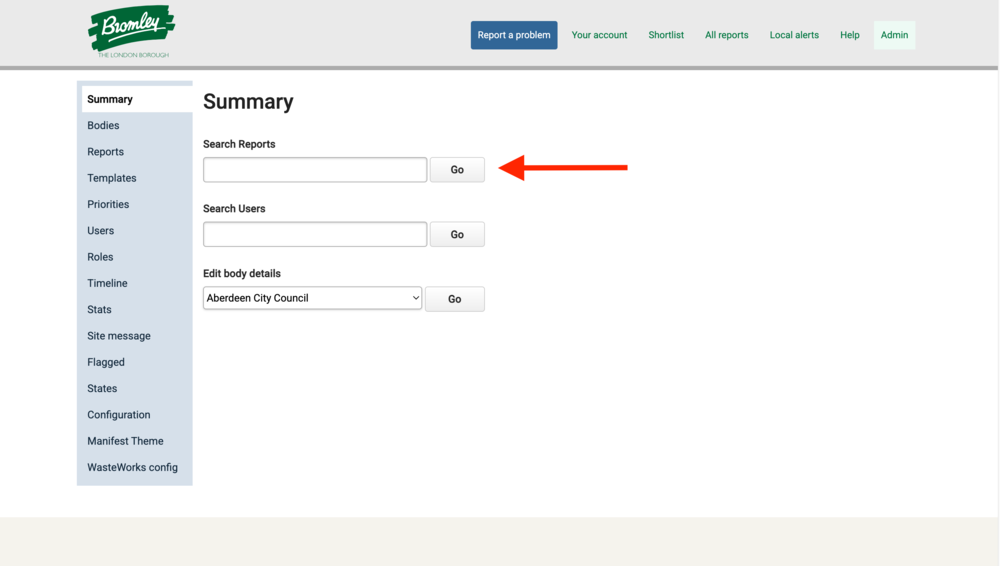 There are a number of different options for using the Search Reports box